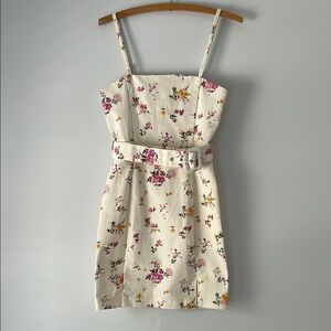 Floral Off-White Dress with Belt